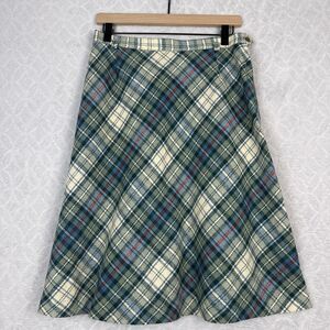 Vtg Summit of Boston Wool Skirt 16 Green Tartan Plaid Preppy Academia Retro 60s